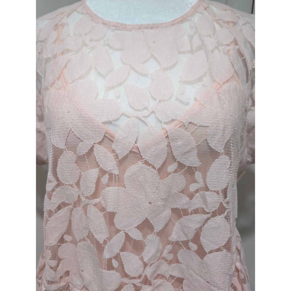 FRNCH Pink Floral Lace Peplum Top with Camisole Lining Set Size M/L Fairy Ballet - Picture 11 of 11